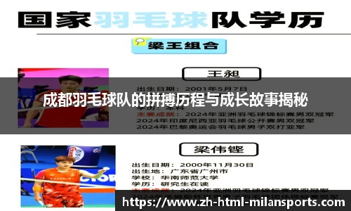 成都羽毛球队的拼搏历程与成长故事揭秘